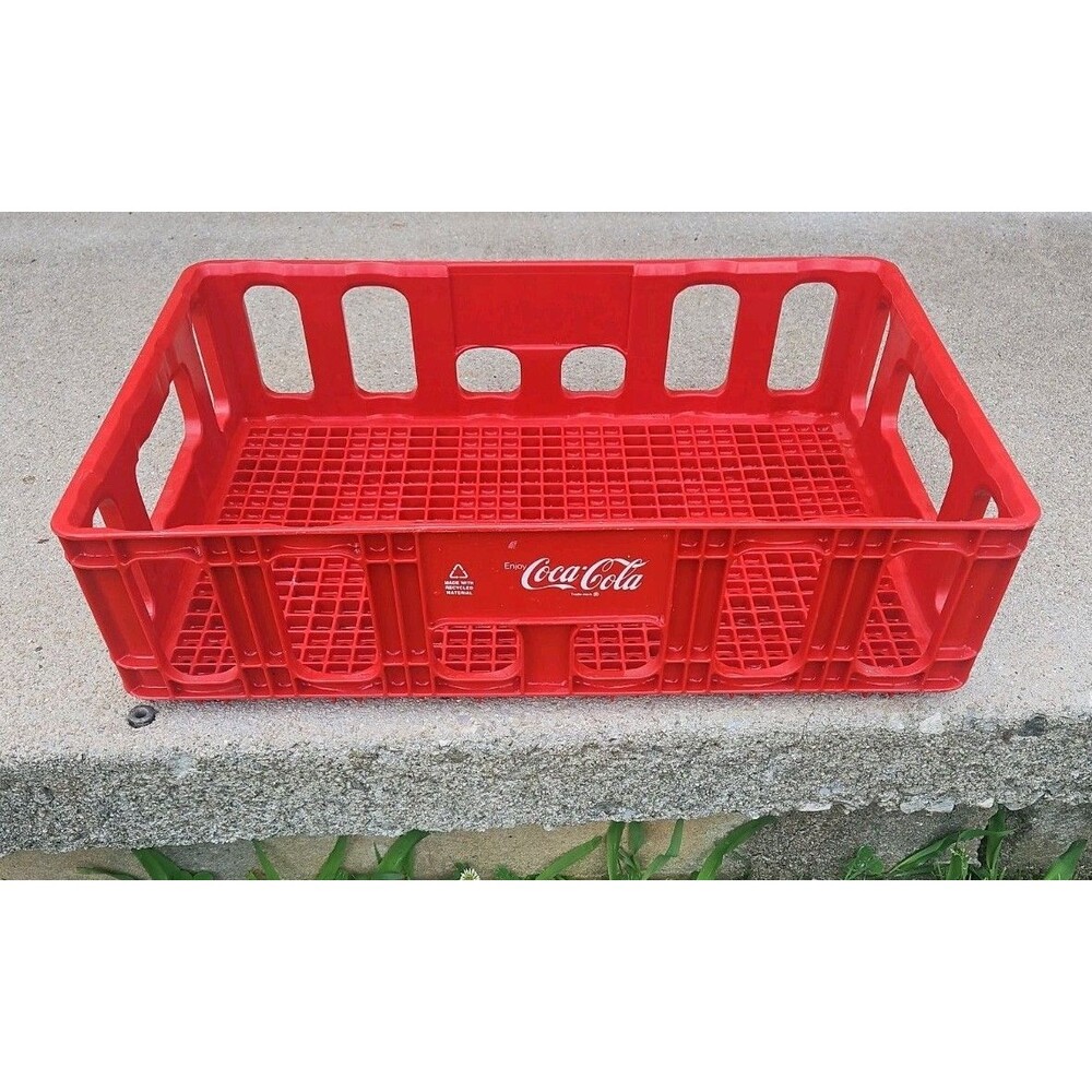 Vtg Red Huskylite Coca-Cola Soda Bottle Crate 18x12 Stackable Plastic Carrier